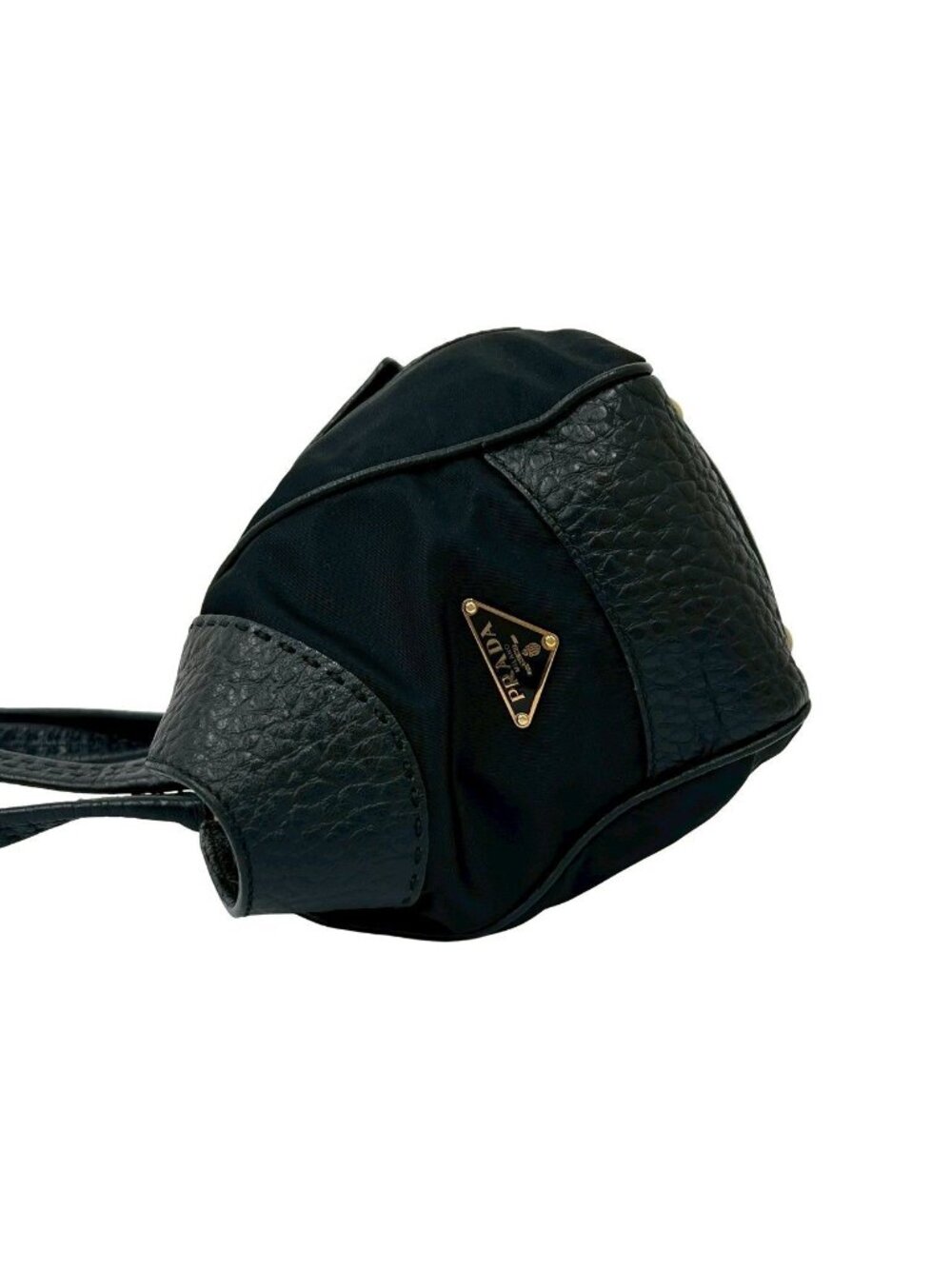 ★SOLD★ Prada Triangle Logo Leather Tessuto Tote Black - Picture 5 of 10